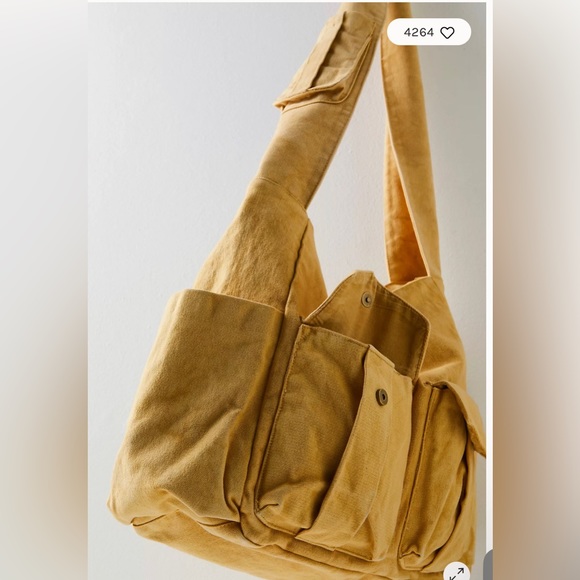 NWOT Free People Hive Carryall Bag In Sand Storm (Yellow) - Picture 5 of 6